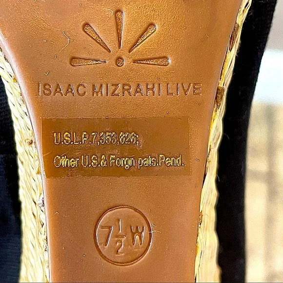 Isaac Mizrahi Live! Black Canvas Peep Toe
Straw like Wedges Bow Detail  … - Picture 4 of 17